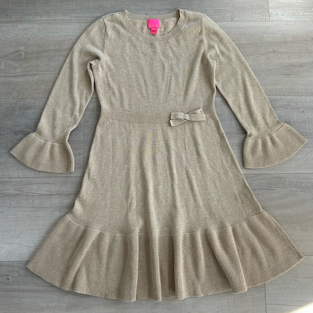 Lilly Pulitzer Girls Gold Dress XL